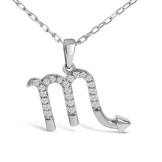 Sterling Silver 1/7 Cttw Diamond Scorpio Zodiac Pendant Necklace