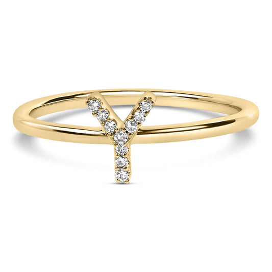10K Yellow Gold Diamond Accent Initial “A-Z” Ring