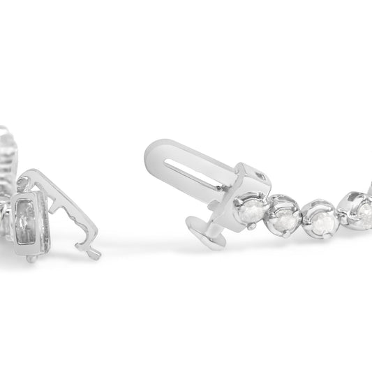 .925 Sterling Silver 2.0 Cttw Diamond 3 Prong Set Tennis Bracelet