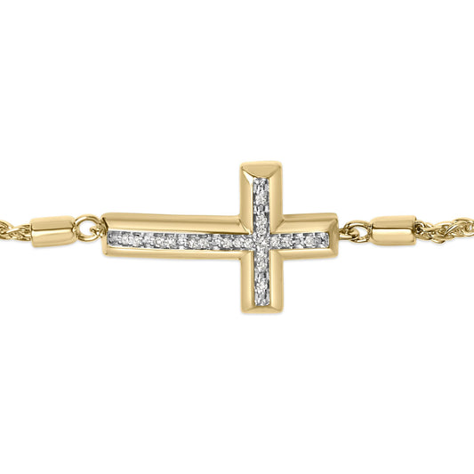 Gold Vermeil Diamond Accent Cross Lariat Bolo Bracelet