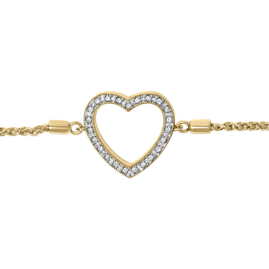 Gold Vermeil Diamond Accent Heart Lariat Bolo Bracelet