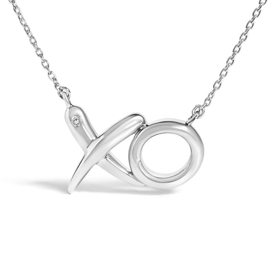 Sterling Silver Diamond Accent XO Pendant Necklace