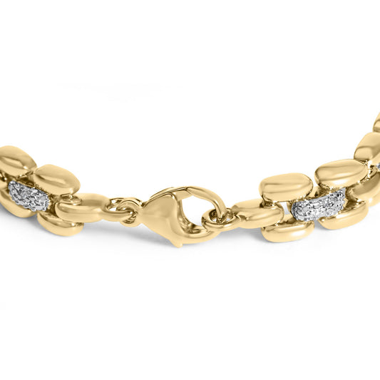 Gold Vermeil Plated Sterling Silver 1/7 Cttw Diamond Panther Link Bracelet
