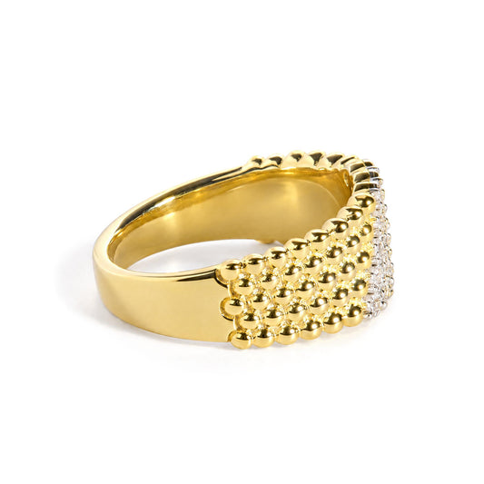 Yellow Gold Vermeil 1/10 Cttw Diamond Beaded Band Ring
