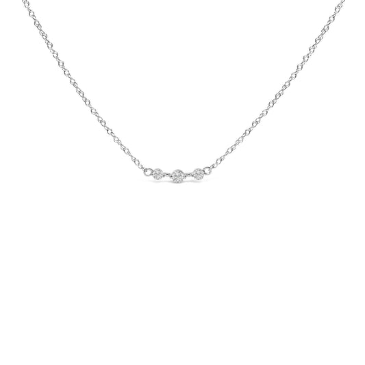 Sterling Silver 1/5 Cttw Lab Grown Diamond 3 Stone Station Necklace