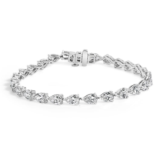 IGI Certified 14K White Gold 8.0 Cttw Pear Cut Lab Grown Diamond Tennis Bracelet