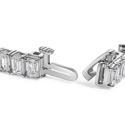 IGI Certified 14K White Gold 10.0 Cttw Emerald Cut Lab Grown Diamond Tennis Bracelet