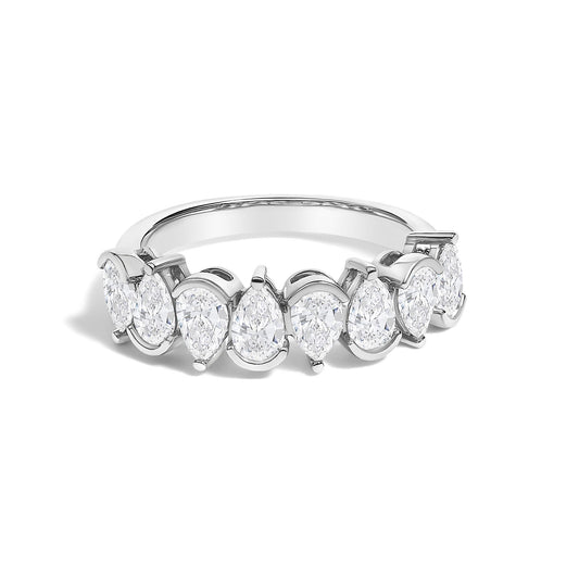 14K Gold 1 2/3 Cttw Lab Grown Pear Shaped Diamond Band Ring