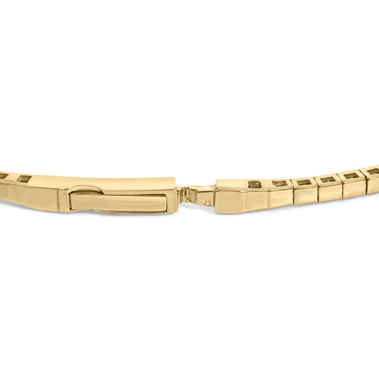 14K Yellow Gold 1 1/6 Cttw Emerald & Diamond Flexible Tennis Bangle Bracelet