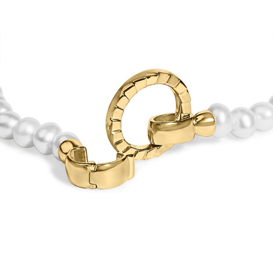 18K Yellow Gold Vermeil Pearl Infinity Lock Tennis Bracelet