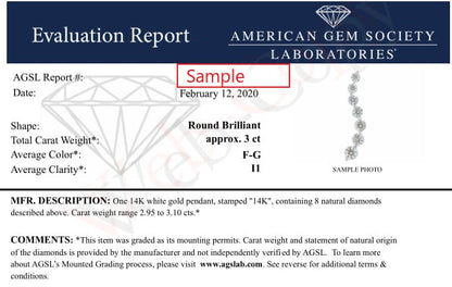 White necklace shown on a scale, featuring round white gemstones in prong settings and baguette white gemstones in channel settings, viewed from the front.
