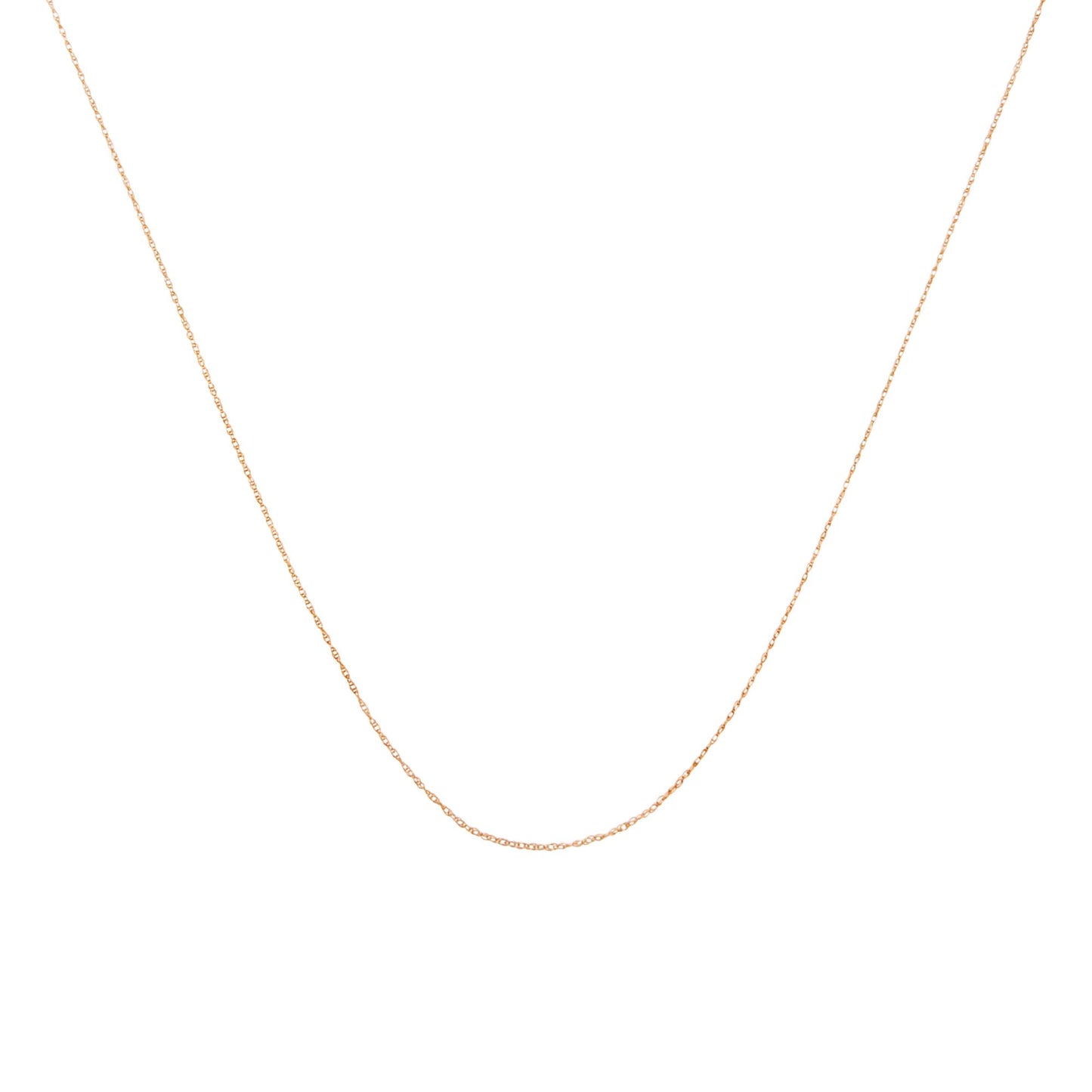 Rose metal chain necklace shown against a white background from a front angle.