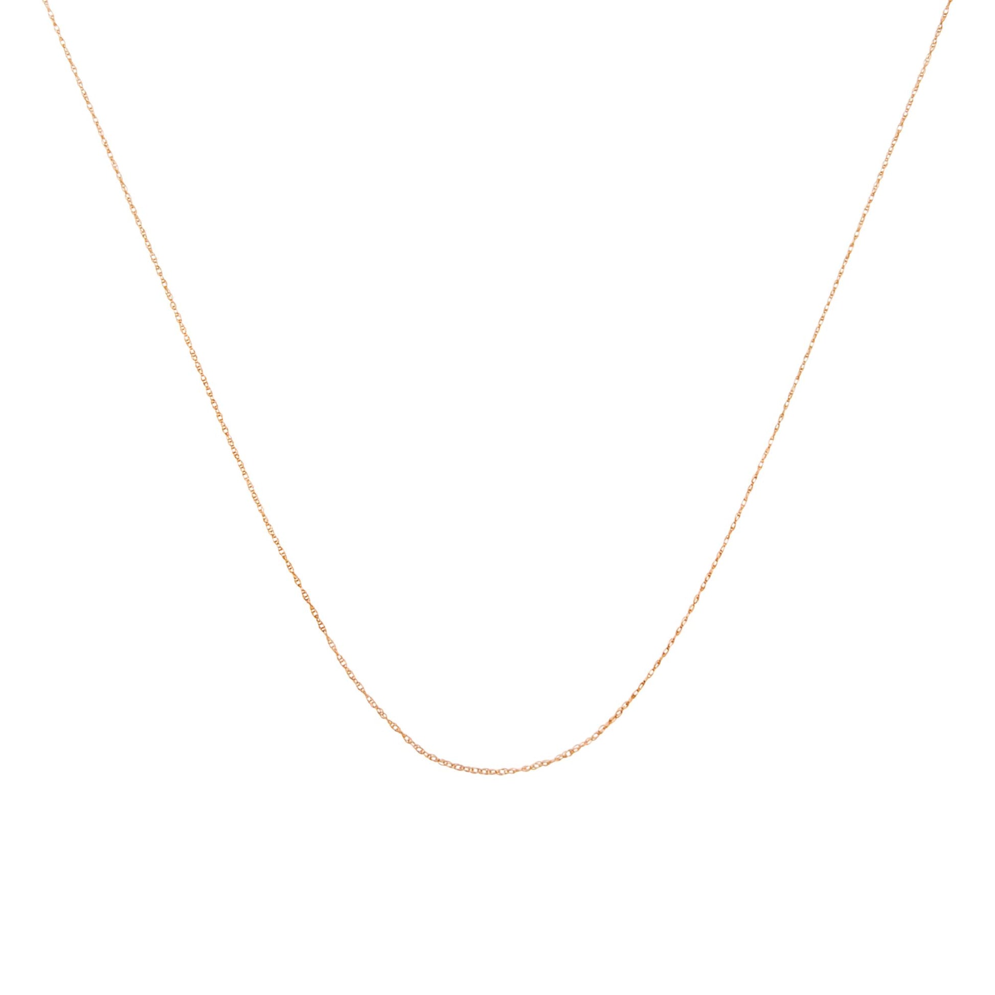 Rose metal chain necklace shown against a white background from a front angle.