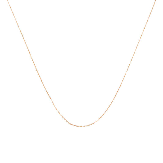 Rose metal chain necklace shown against a white background from a front angle.