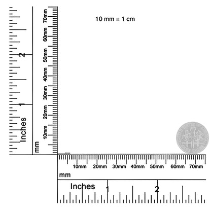 White chain displayed flat on a ruler and scale for size reference, shot from above.