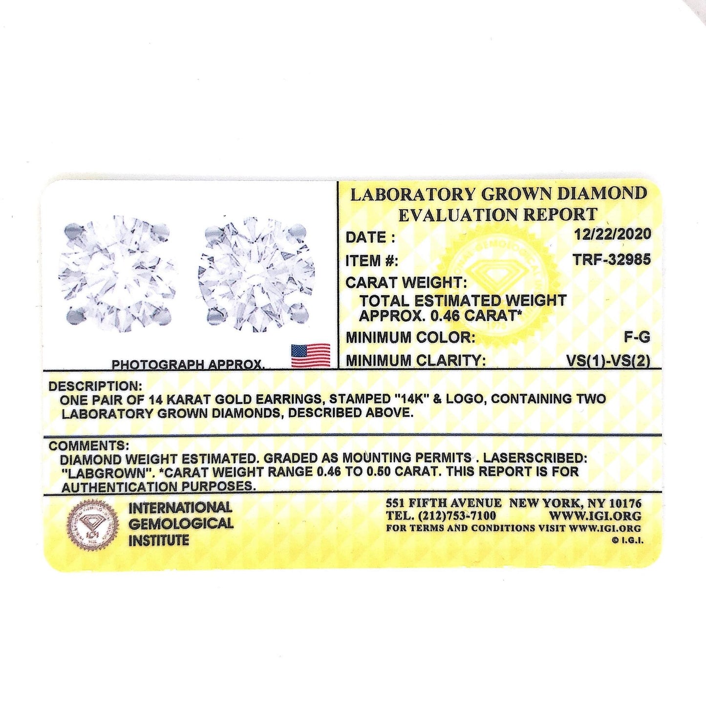 Close-up front view of a pair of white metal stud earrings, each set with a round white gemstone in a four-prong setting.