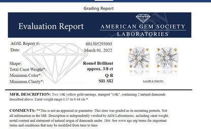 Yellow metal earrings with round white gemstones in four-prong settings shown in a front-facing product image on a white background.