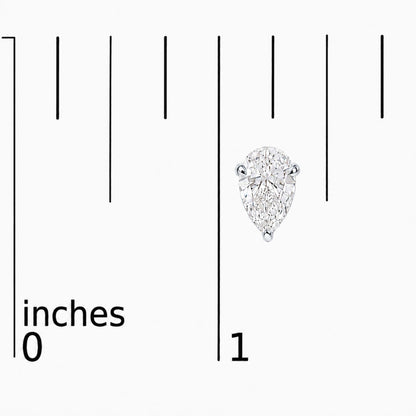 14K Gold Lab Grown Pear Shaped Solitaire Diamond Stud Earrings