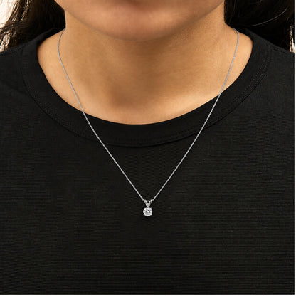 14K Gold Lab Grown Diamond Round Solitaire Pendant Necklace