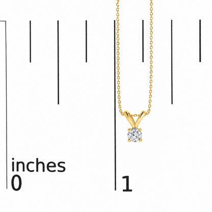 14K Gold Lab Grown Diamond Round Solitaire Pendant Necklace