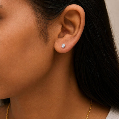 14K Gold Lab Grown Oval Solitaire Diamond Stud Earrings