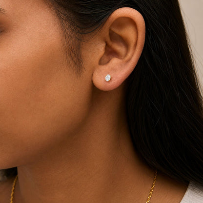 14K Gold Lab Grown Oval Solitaire Diamond Stud Earrings