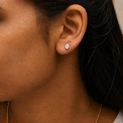 14K Gold Lab Grown Oval Solitaire Diamond Stud Earrings