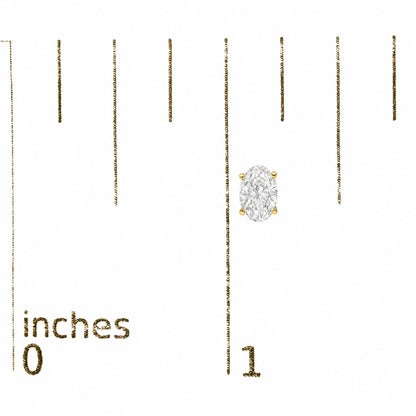 14K Gold Lab Grown Oval Solitaire Diamond Stud Earrings