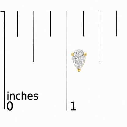 14K Gold Lab Grown Pear Shaped Solitaire Diamond Stud Earrings