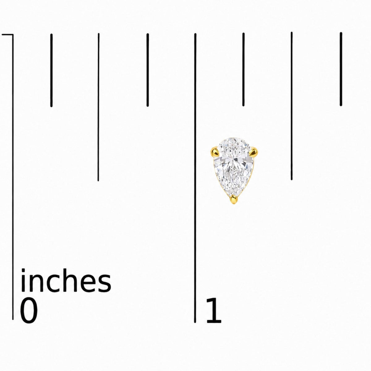 14K Gold Lab Grown Pear Shaped Solitaire Diamond Stud Earrings