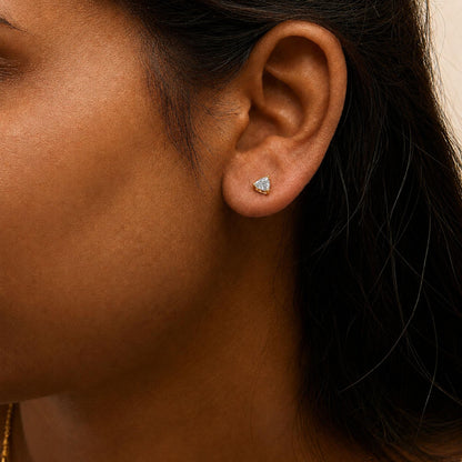 14K Gold Lab Grown Trillion Cut Solitaire Diamond Stud Earrings