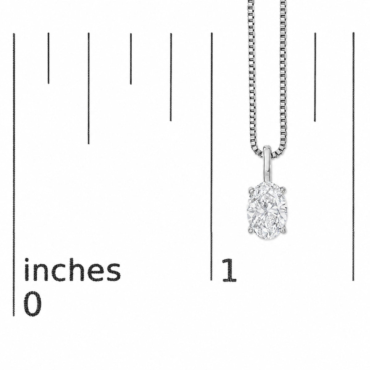 14K Gold Lab Grown Oval Solitaire Diamond Pendant Necklace