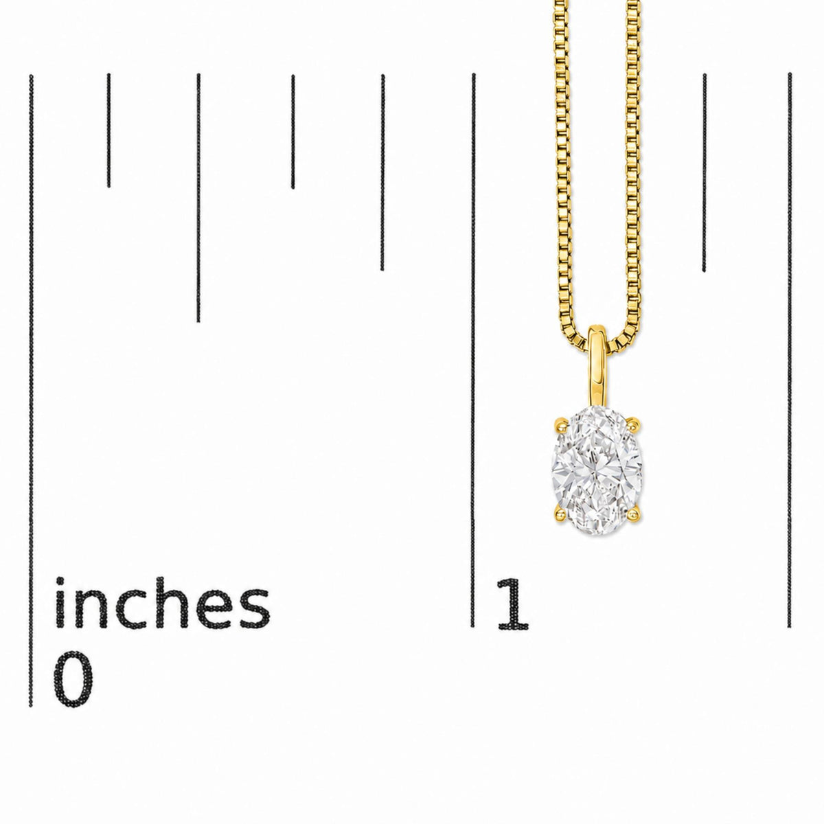 14K Gold Lab Grown Oval Solitaire Diamond Pendant Necklace