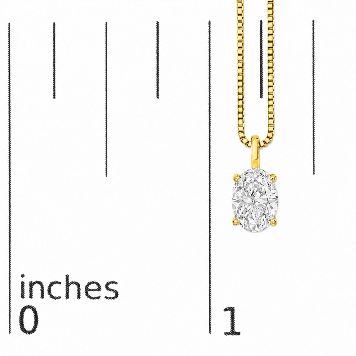 14K Gold Lab Grown Oval Solitaire Diamond Pendant Necklace