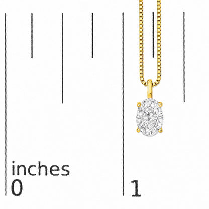 14K Gold Lab Grown Oval Solitaire Diamond Pendant Necklace