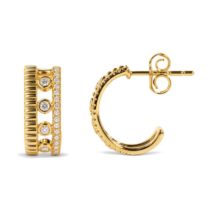 10K Yellow Gold 3/8 Cttw Diamond Circle Design 2-Piece Jewelry Set Pendant Necklace and Stud Earrings
