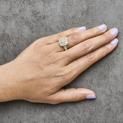 10K Yellow Gold 1/2 Cttw Diamond Square Cluster Cocktail Ring