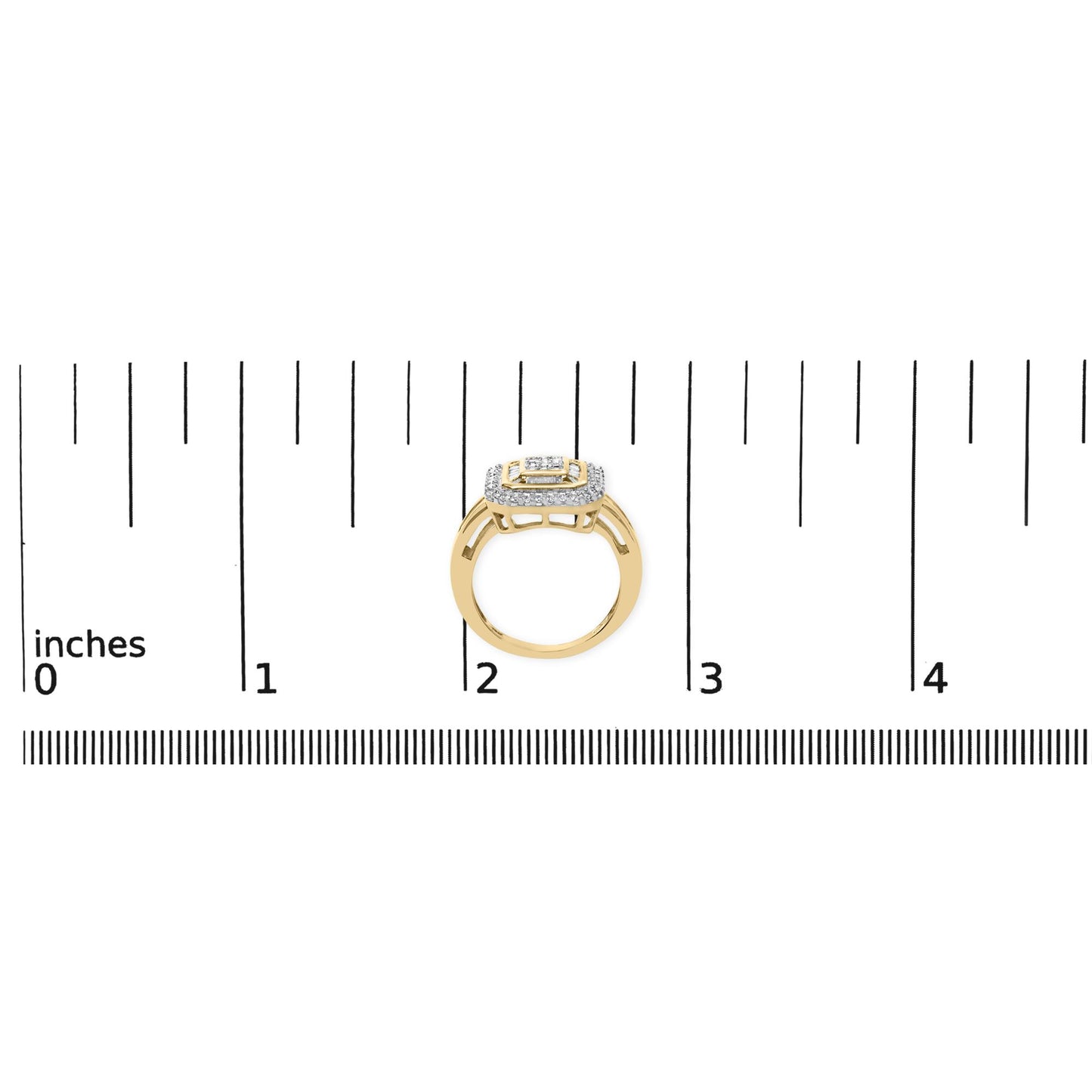 10K Yellow Gold 1/2 Cttw Diamond Square Cluster Cocktail Ring
