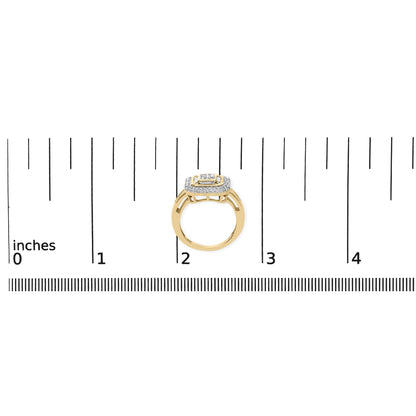 10K Yellow Gold 1/2 Cttw Diamond Square Cluster Cocktail Ring