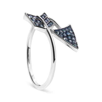 Sterling Silver 1/5 Cttw Blue Treated Diamond Arrow Bypass Ring