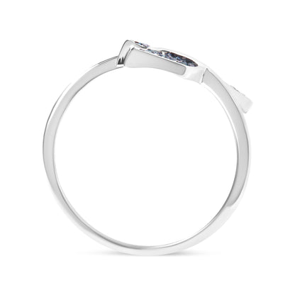 Sterling Silver 1/5 Cttw Blue Treated Diamond Arrow Bypass Ring