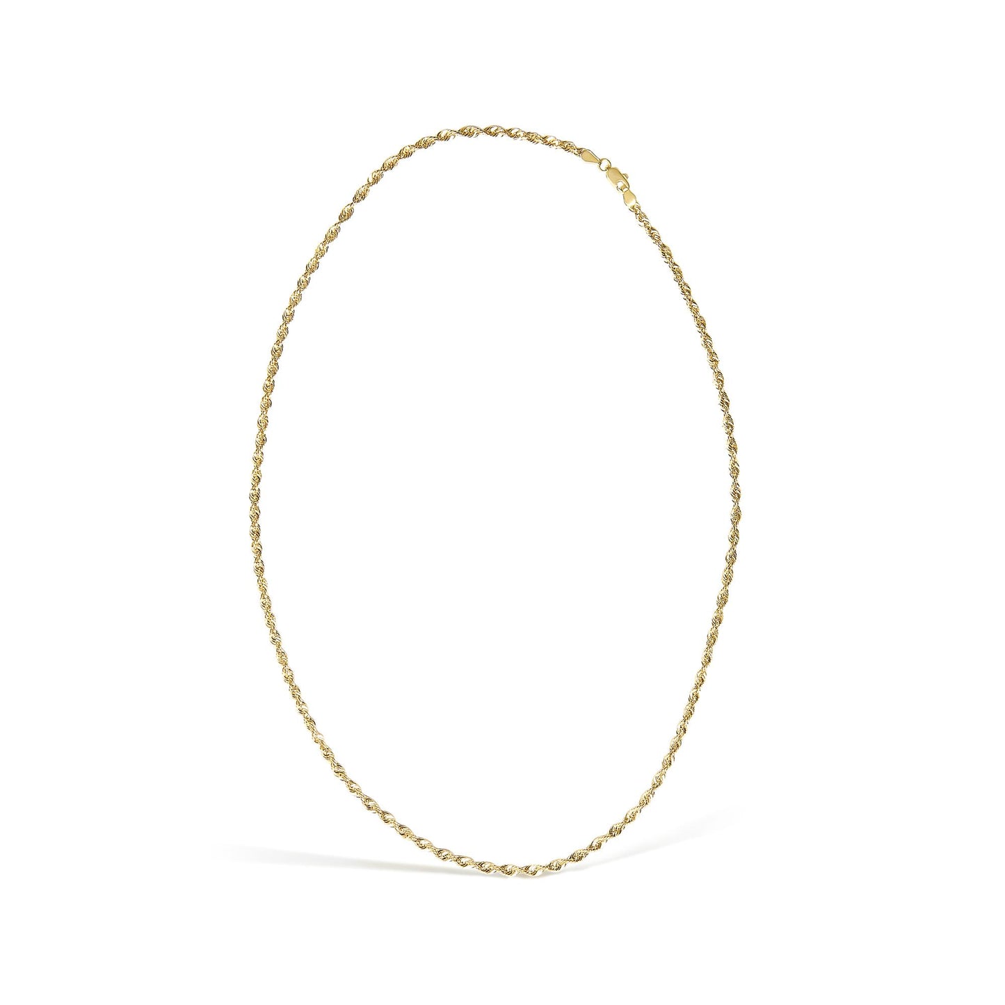 Men's Solid 10K Yellow Gold 3.2mm Light Rope Chain Necklace