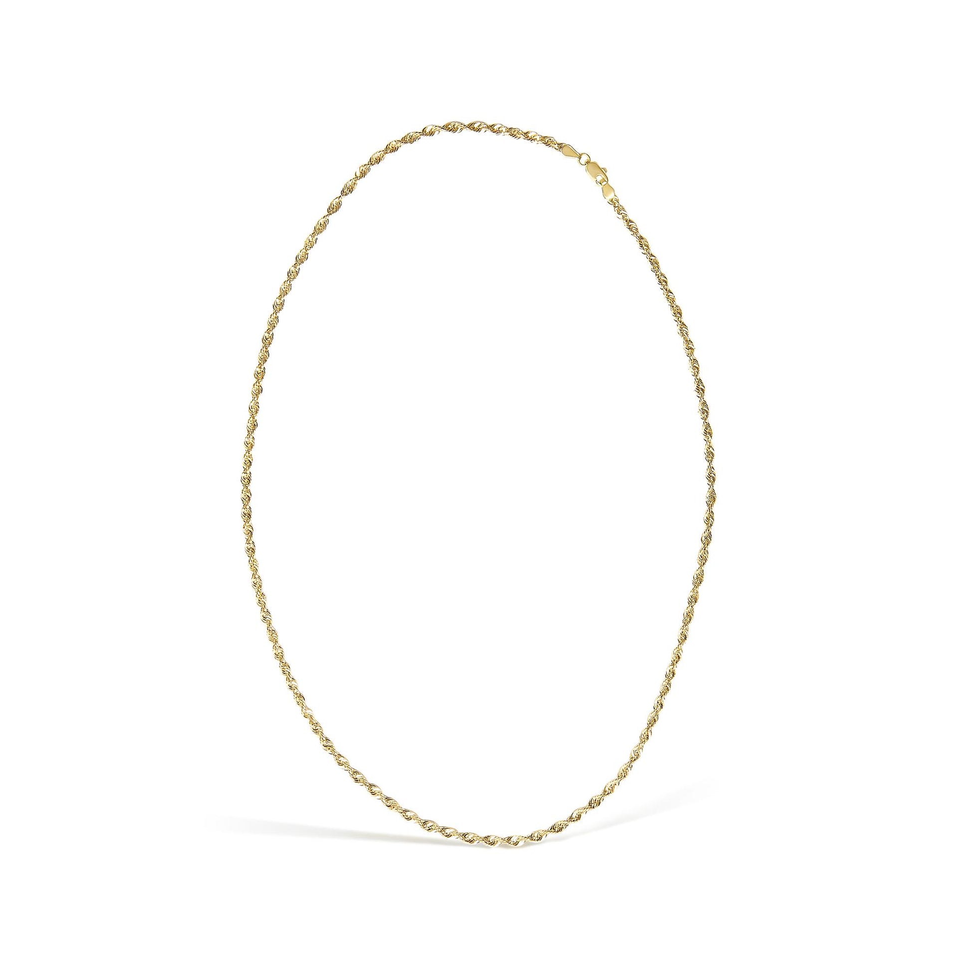 Men's Solid 10K Yellow Gold 3.2mm Light Rope Chain Necklace
