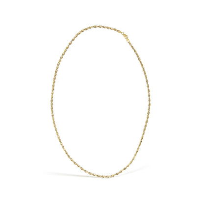 Men's Solid 10K Yellow Gold 3.2mm Light Rope Chain Necklace