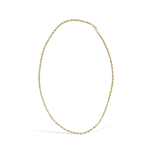 Men's Solid 10K Yellow Gold 3.2mm Light Rope Chain Necklace
