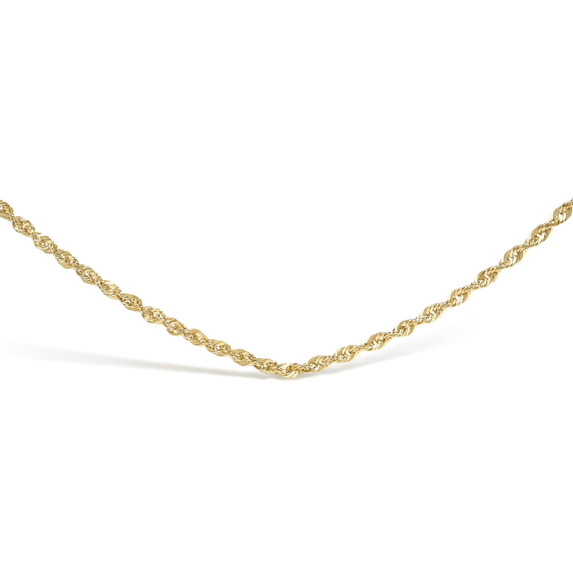 Men's Solid 10K Yellow Gold 3.2mm Light Rope Chain Necklace