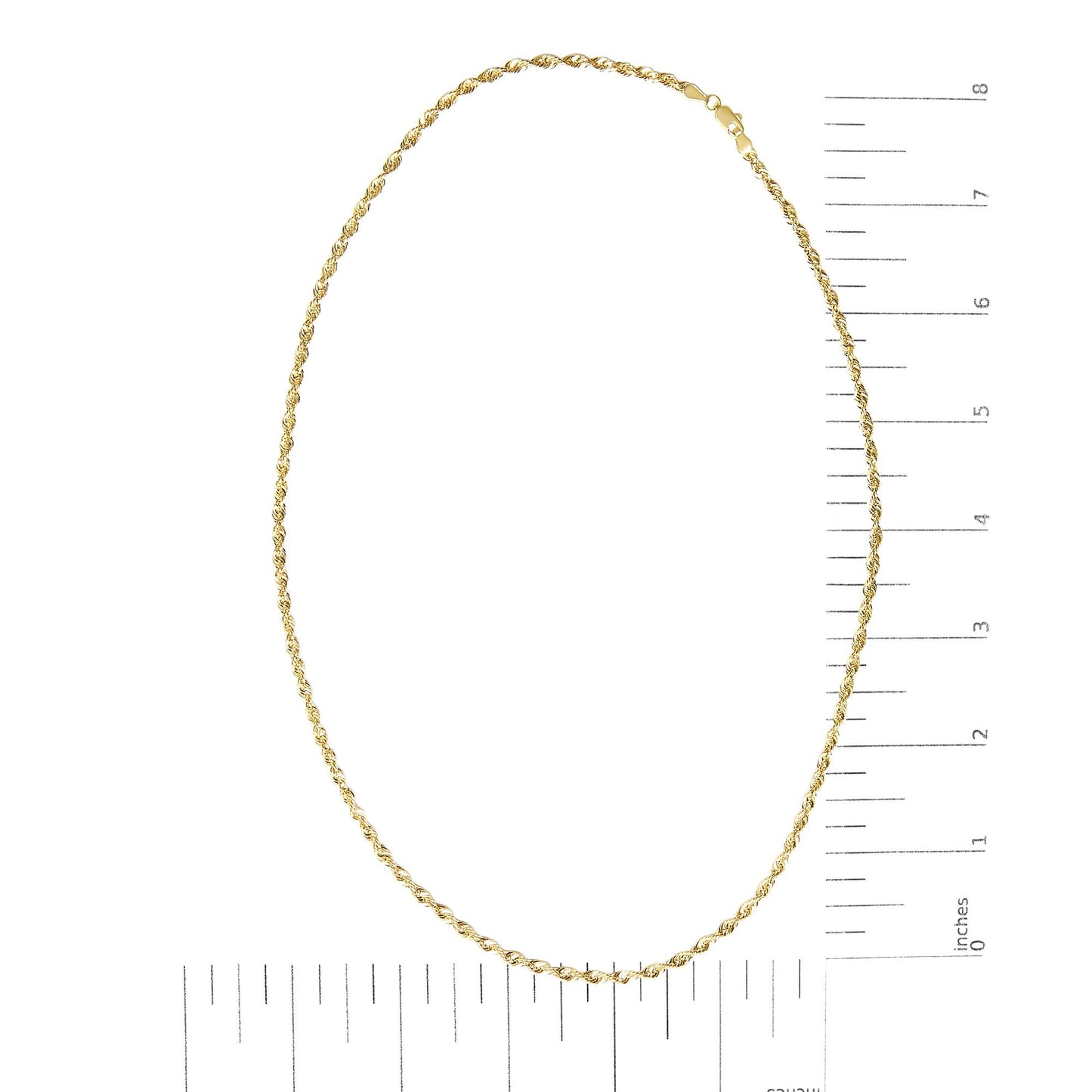 Men's Solid 10K Yellow Gold 3.2mm Light Rope Chain Necklace