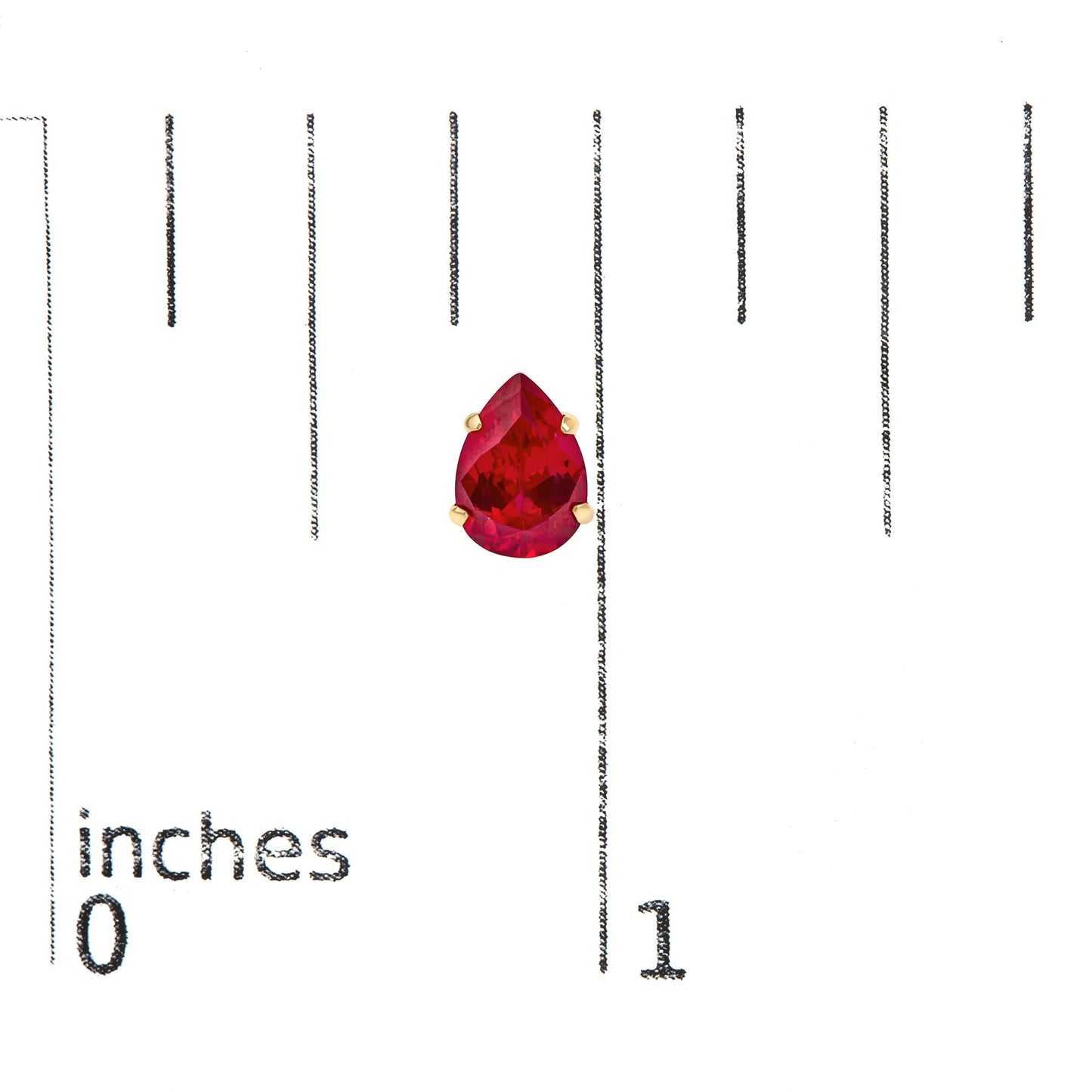 18K Yellow Gold 5X7 MM Created Pear Ruby Solitaire Stud Earrings