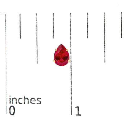 18K Yellow Gold 5X7 MM Created Pear Ruby Solitaire Stud Earrings