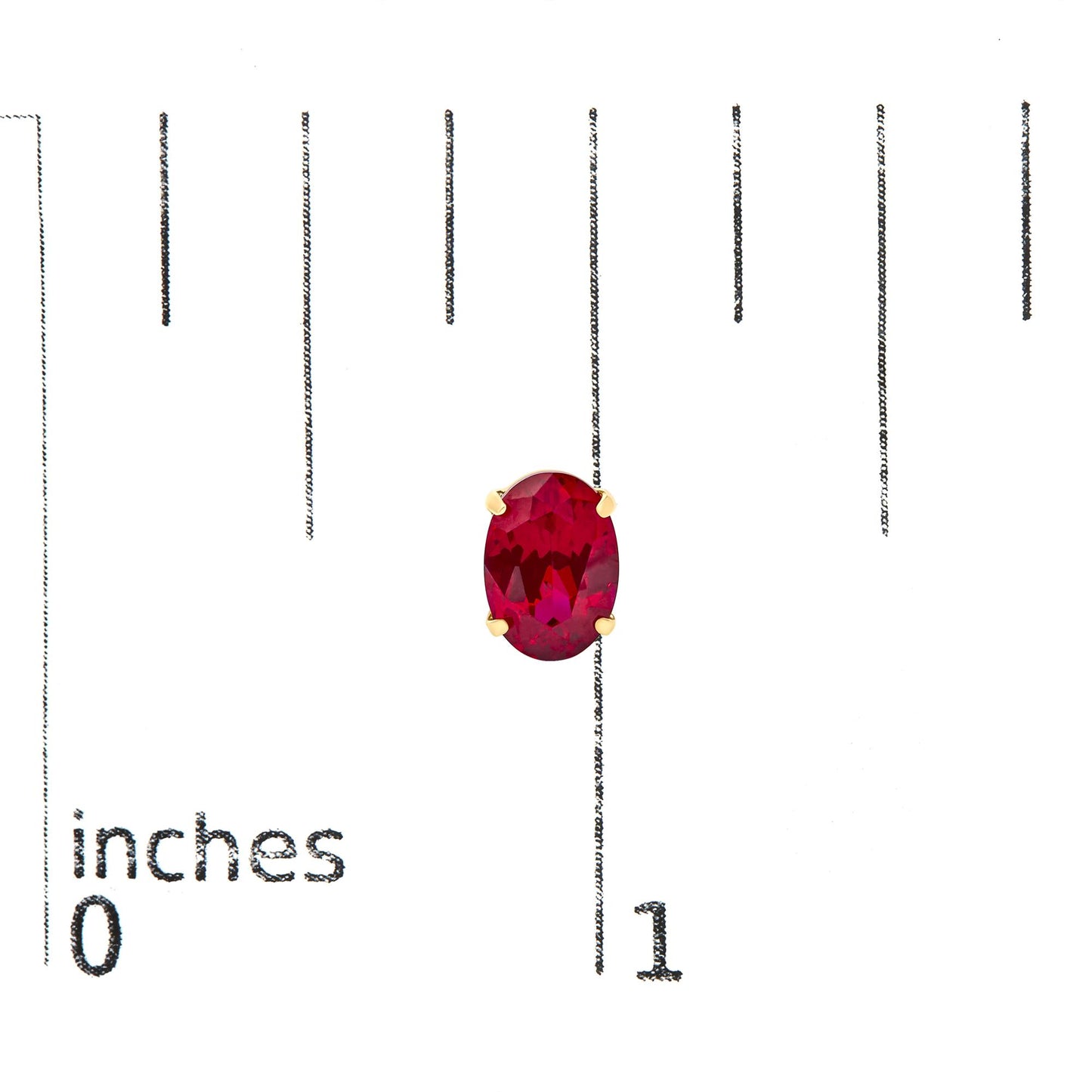 18K Yellow Gold 7x5 MM Created Oval Ruby Solitaire Stud Earrings